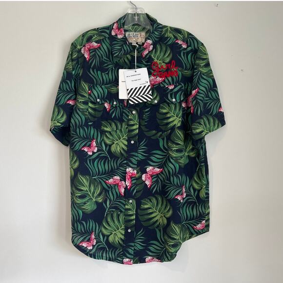 NWT Free People x Sandrine Rose Tropical Print Button-Down Shirt Women’s Small - Picture 1 of 8